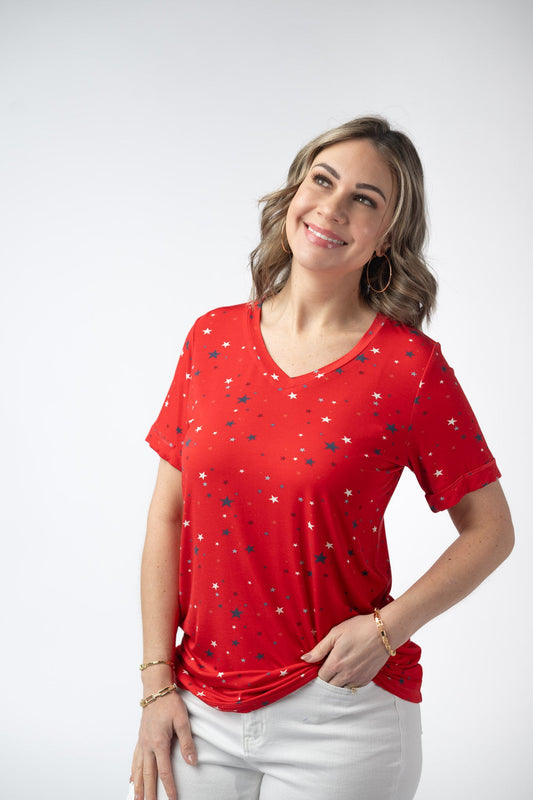 *Sophie Top - Red Liberty Stars*