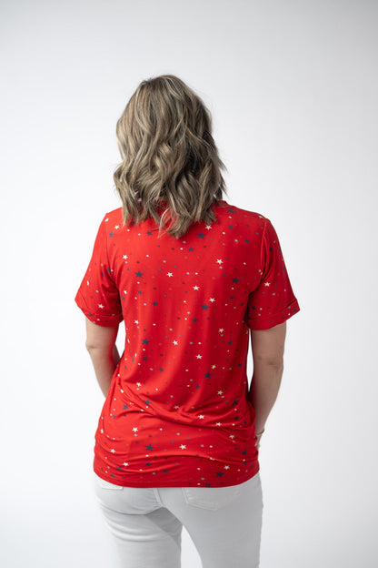 *Sophie Top - Red Liberty Stars*