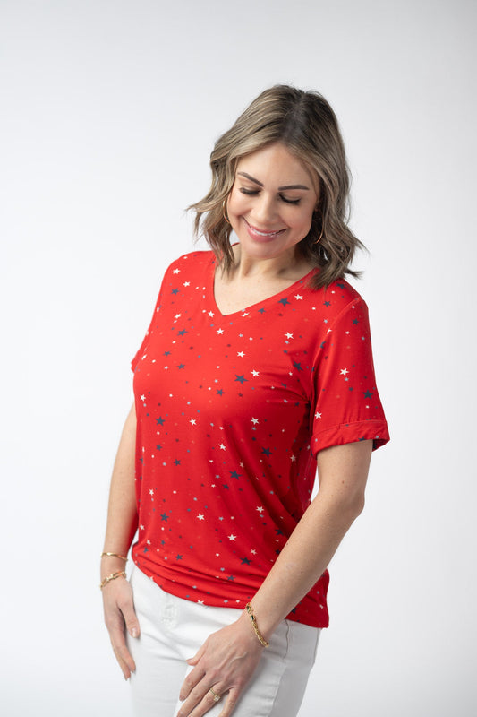 *Sophie Top - Red Liberty Stars*