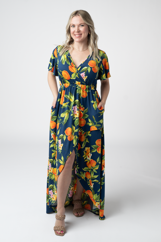 IN STOCK Harley High-Low Dress - Navy Citrus