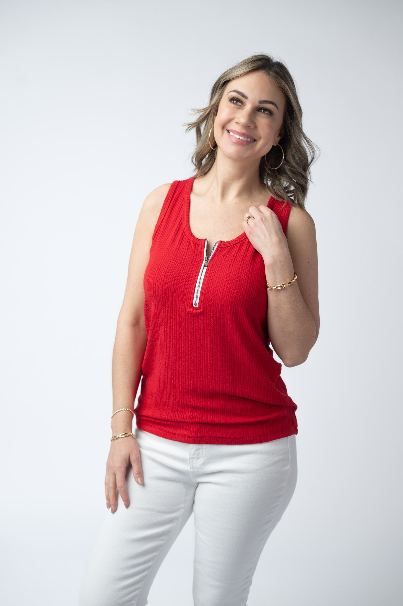 IN STOCK Mila Zipper Tank - Red FINAL SALE