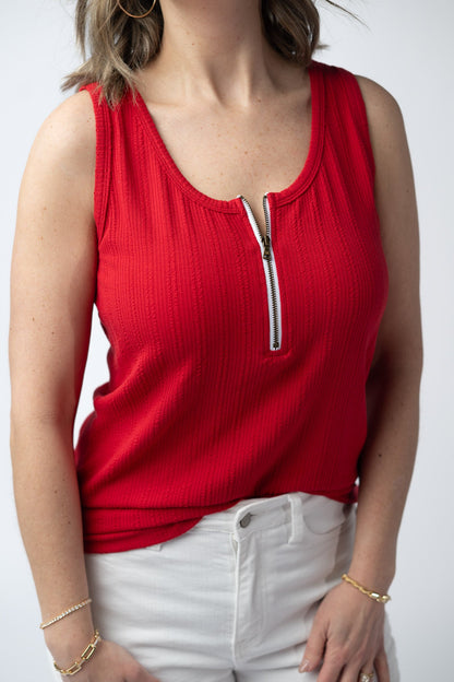 IN STOCK Mila Zipper Tank - Red FINAL SALE