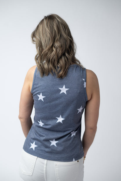 IN STOCK Faded Navy Stars Tank Crew Neck FINAL SALE