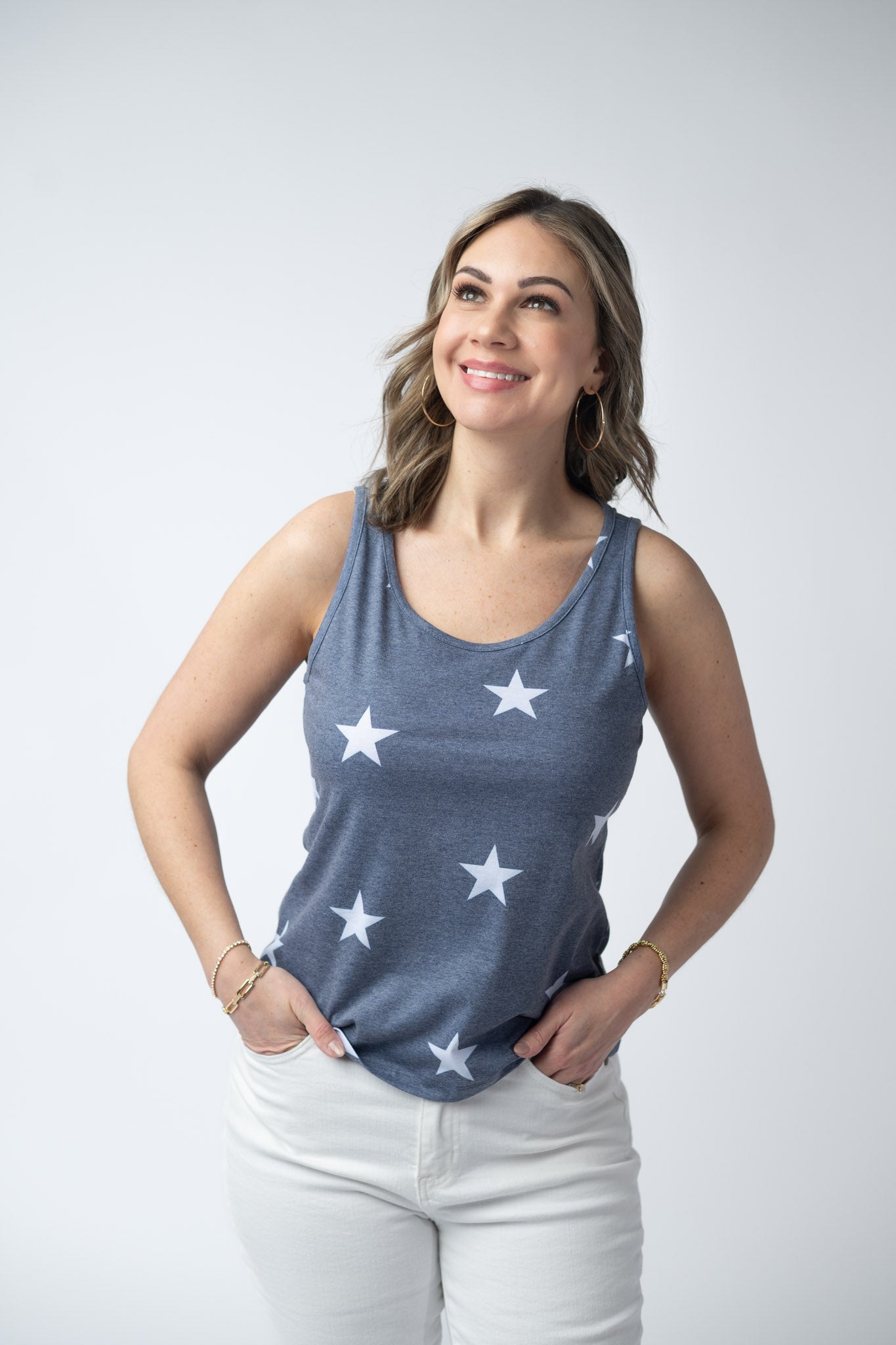 IN STOCK Faded Navy Stars Tank Crew Neck FINAL SALE
