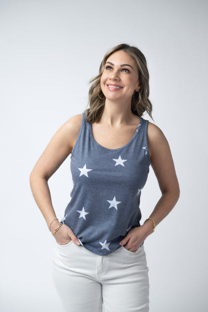IN STOCK Faded Navy Stars Tank Crew Neck FINAL SALE