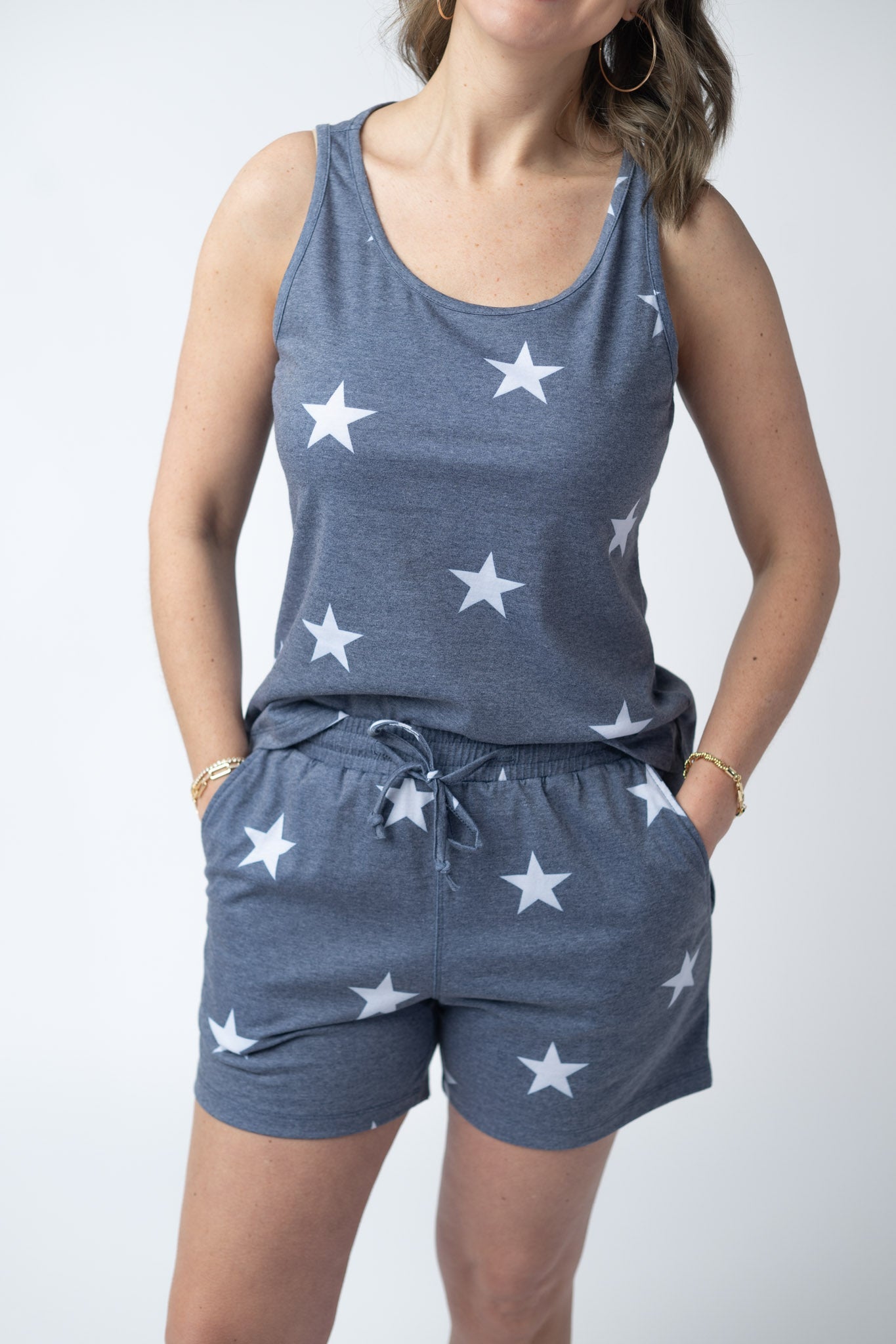 IN STOCK Faded Navy Stars Tank Crew Neck FINAL SALE