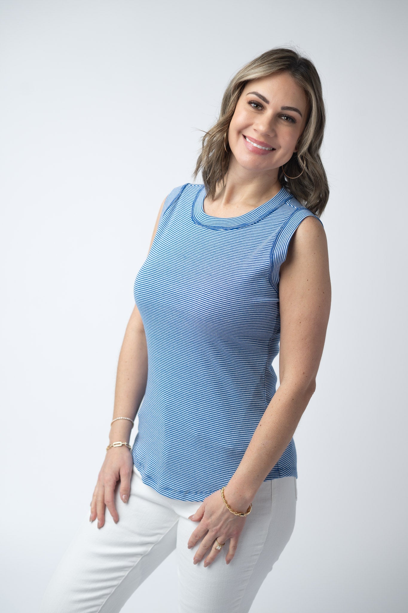 IN STOCK Morgan Micro Striped Tank - Blue FINAL SALE