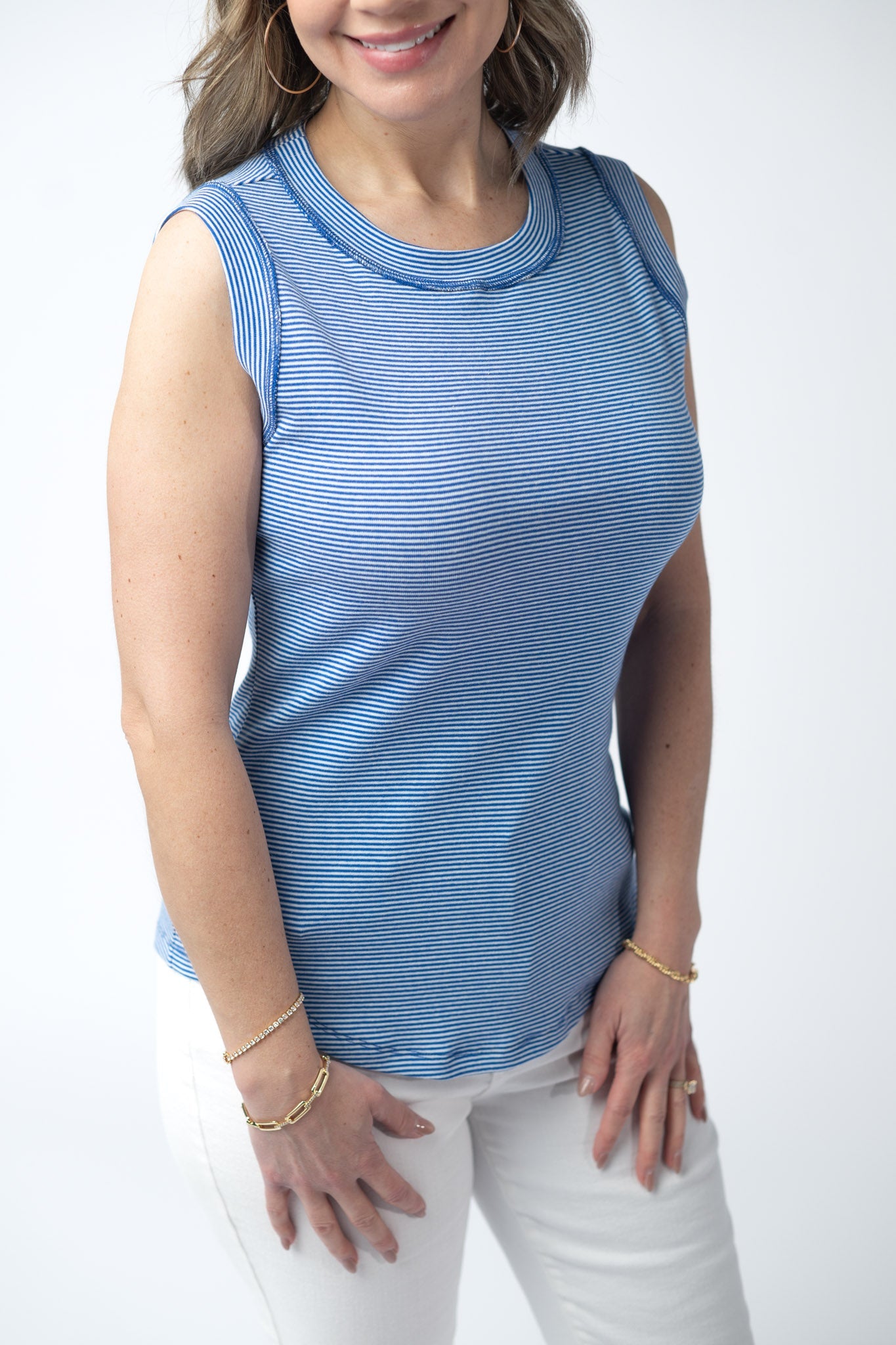 IN STOCK Morgan Micro Striped Tank - Blue FINAL SALE