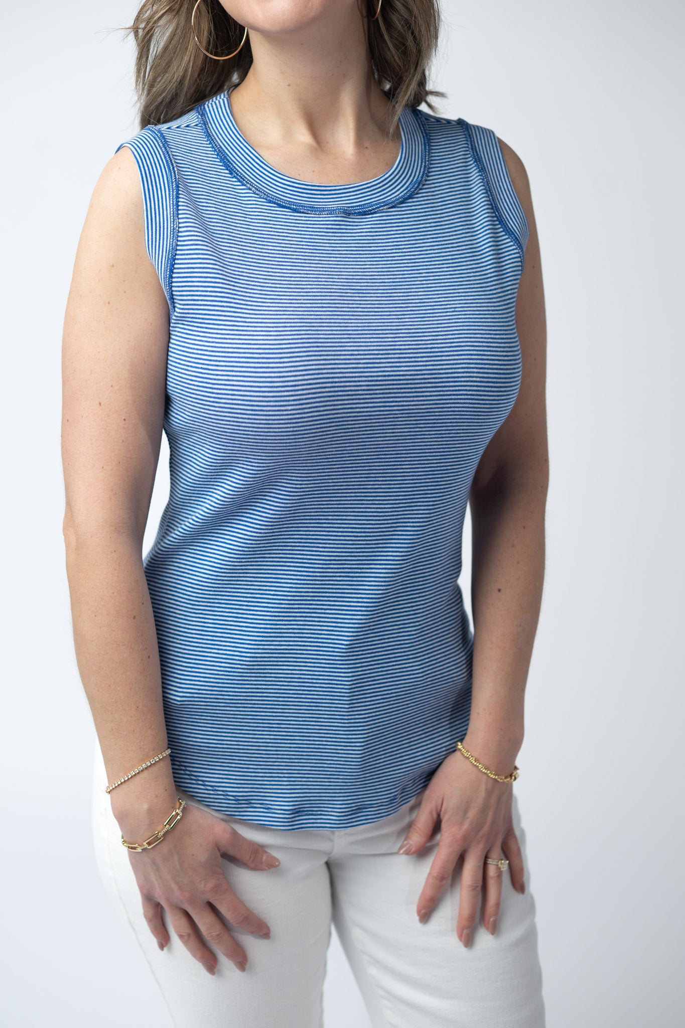 IN STOCK Morgan Micro Striped Tank - Blue FINAL SALE