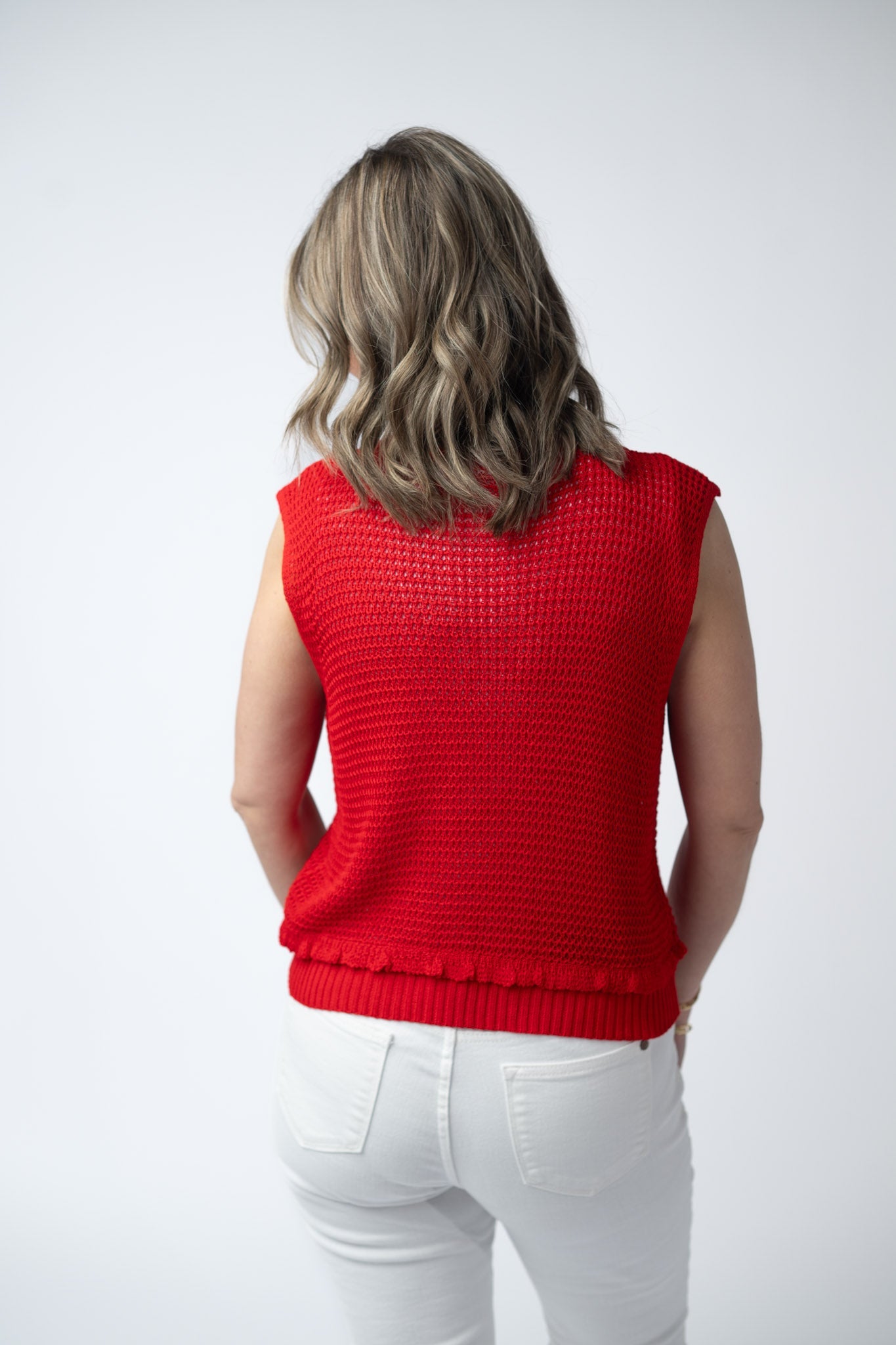 *Amaya Open Knit Top - Red*