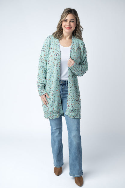 IN STOCK Carly Confetti Dot Cardigan - Aqua Blue FINAL SALE