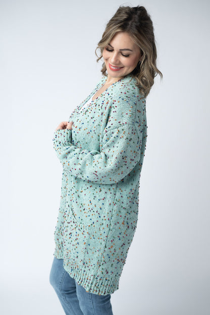 IN STOCK Carly Confetti Dot Cardigan - Aqua Blue FINAL SALE