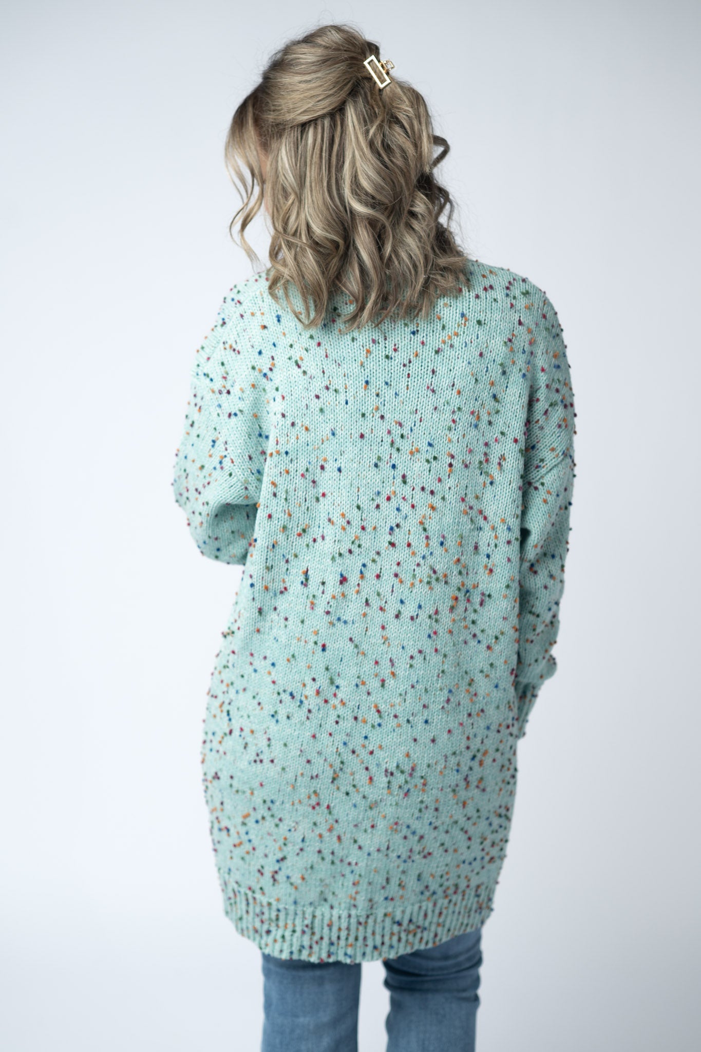 IN STOCK Carly Confetti Dot Cardigan - Aqua Blue FINAL SALE