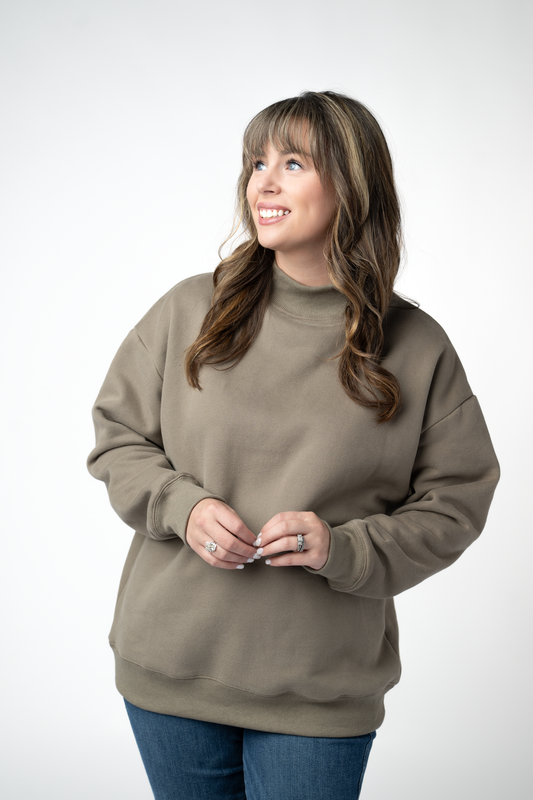 IN STOCK Marley Mock Neck Sweatshirt - Taupe FINAL SALE