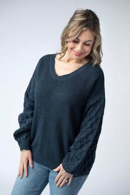IN STOCK Talina Textured Sweater - Navy FINAL SALE