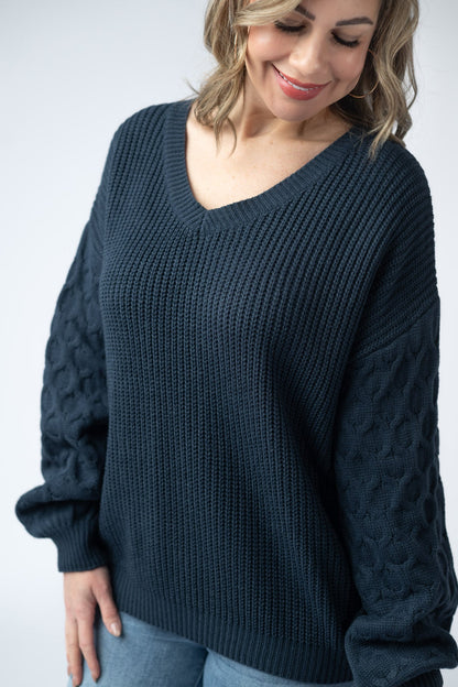 IN STOCK Talina Textured Sweater - Navy FINAL SALE