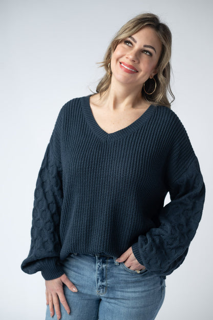 IN STOCK Talina Textured Sweater - Navy FINAL SALE