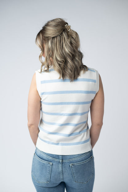 IN STOCK Lucy Striped Button Tank - Sky Blue FINAL SALE
