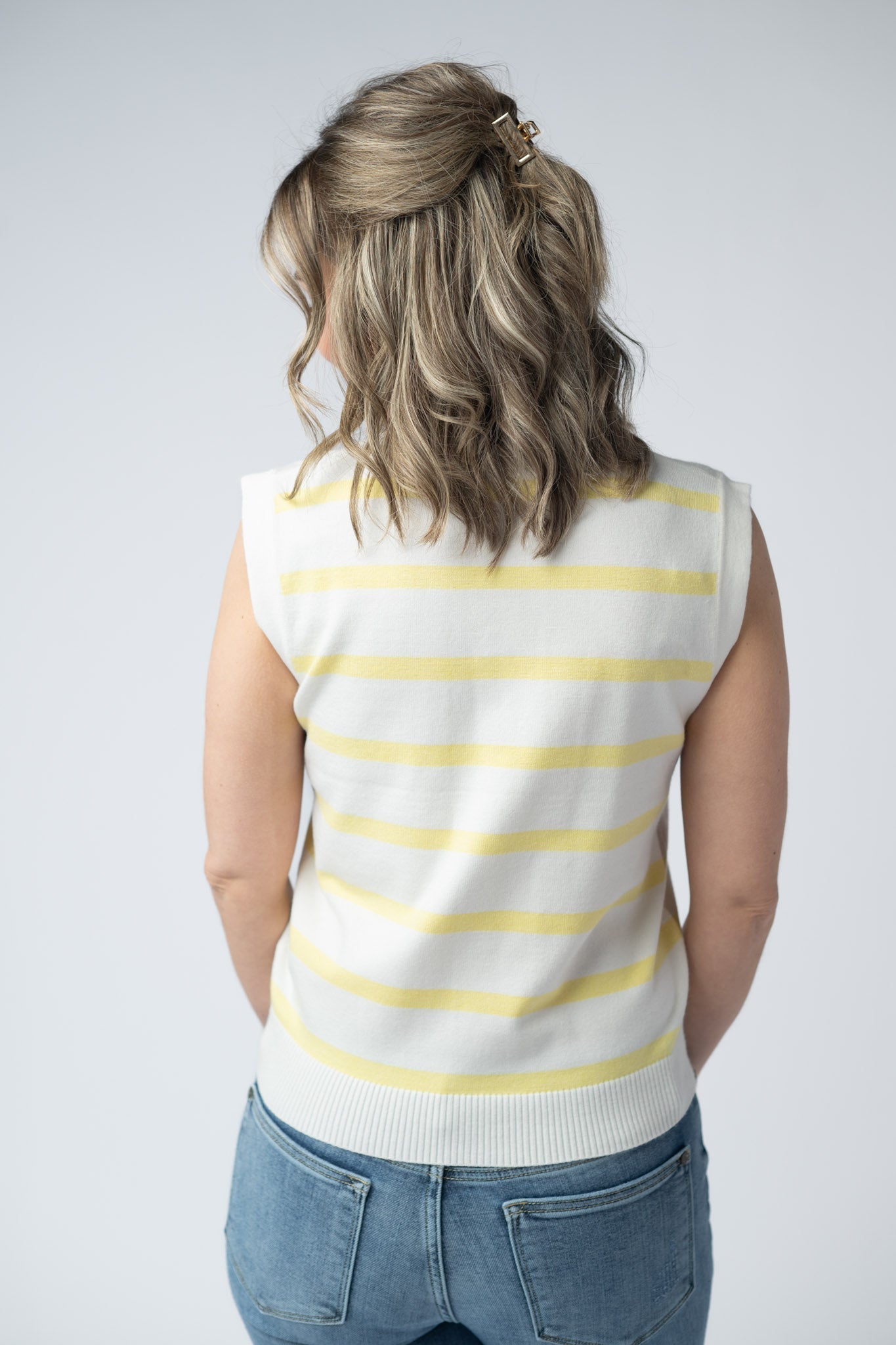 IN STOCK Lucy Striped Button Tank - Yellow FINAL SALE
