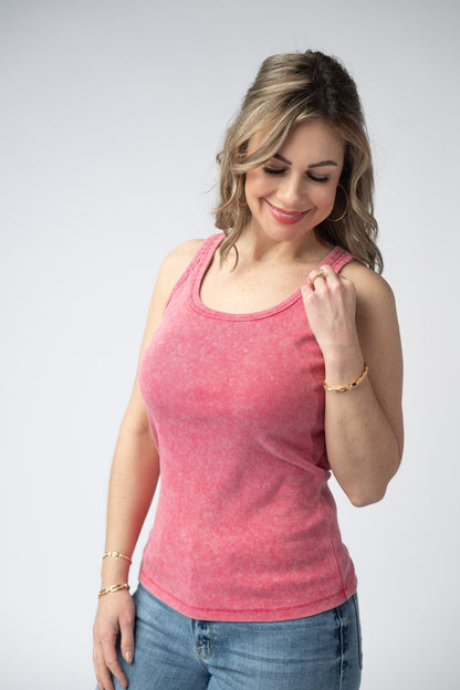IN STOCK Audrey Vintage Wash Tank - Red FINAL SALE