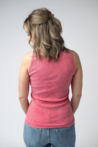 IN STOCK Audrey Vintage Wash Tank - Red FINAL SALE