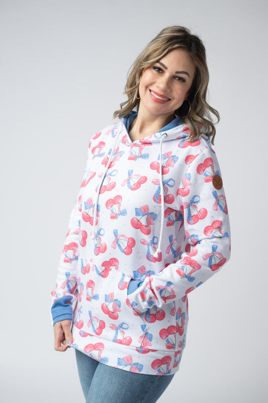 IN STOCK Hailey Pullover Hoodie - Patriotic Cherries FINAL SALE