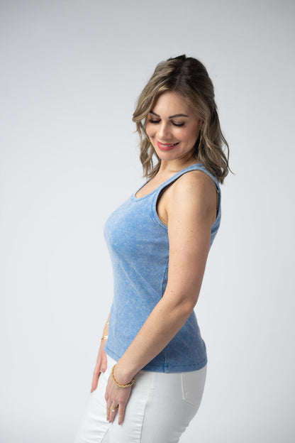 IN STOCK Audrey Vintage Wash Tank - Blue FINAL SALE