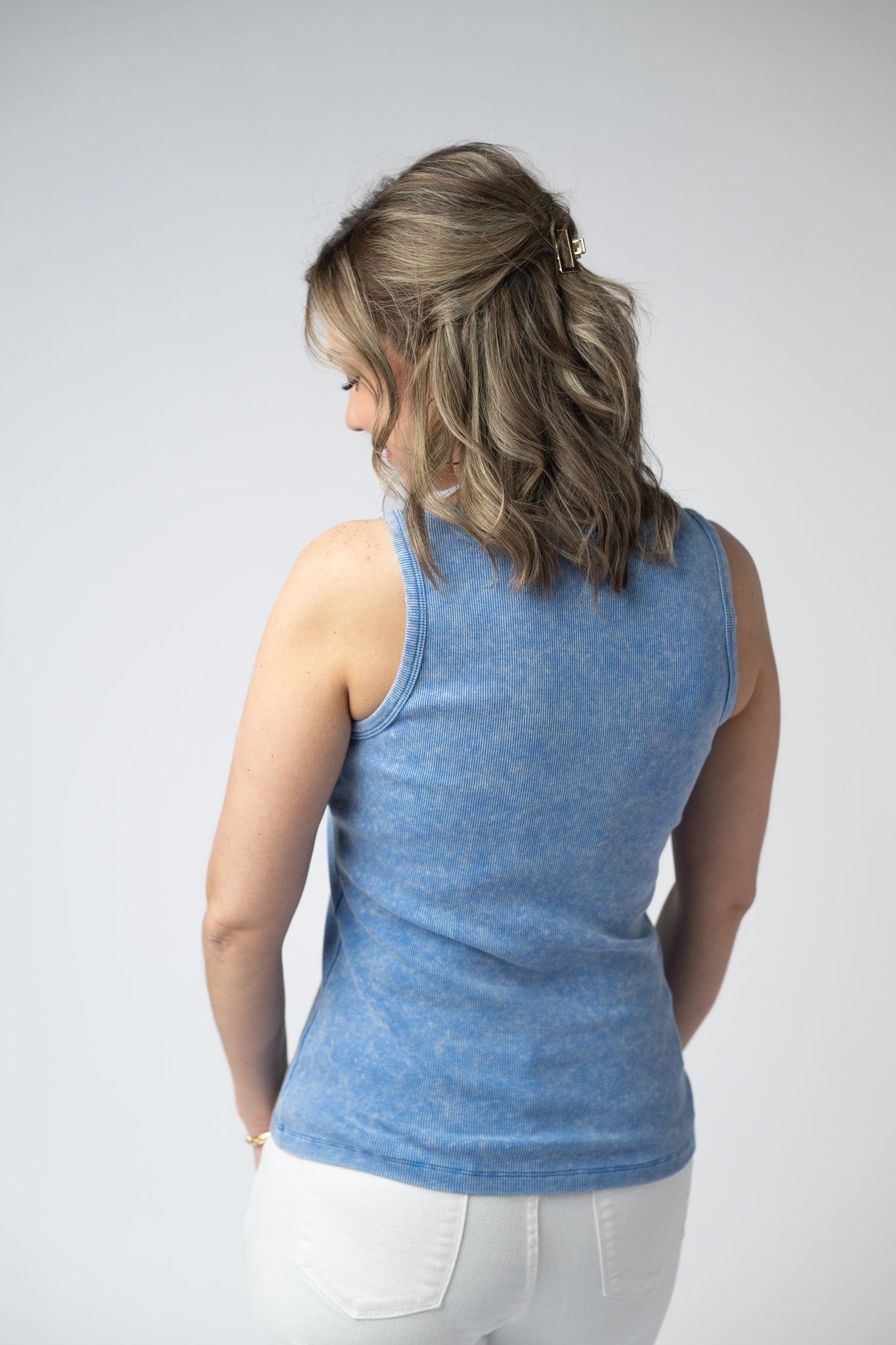 IN STOCK Audrey Vintage Wash Tank - Blue FINAL SALE