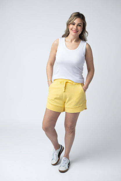 IN STOCK French Terry Stevie Shorts - Lemon FINAL SALE