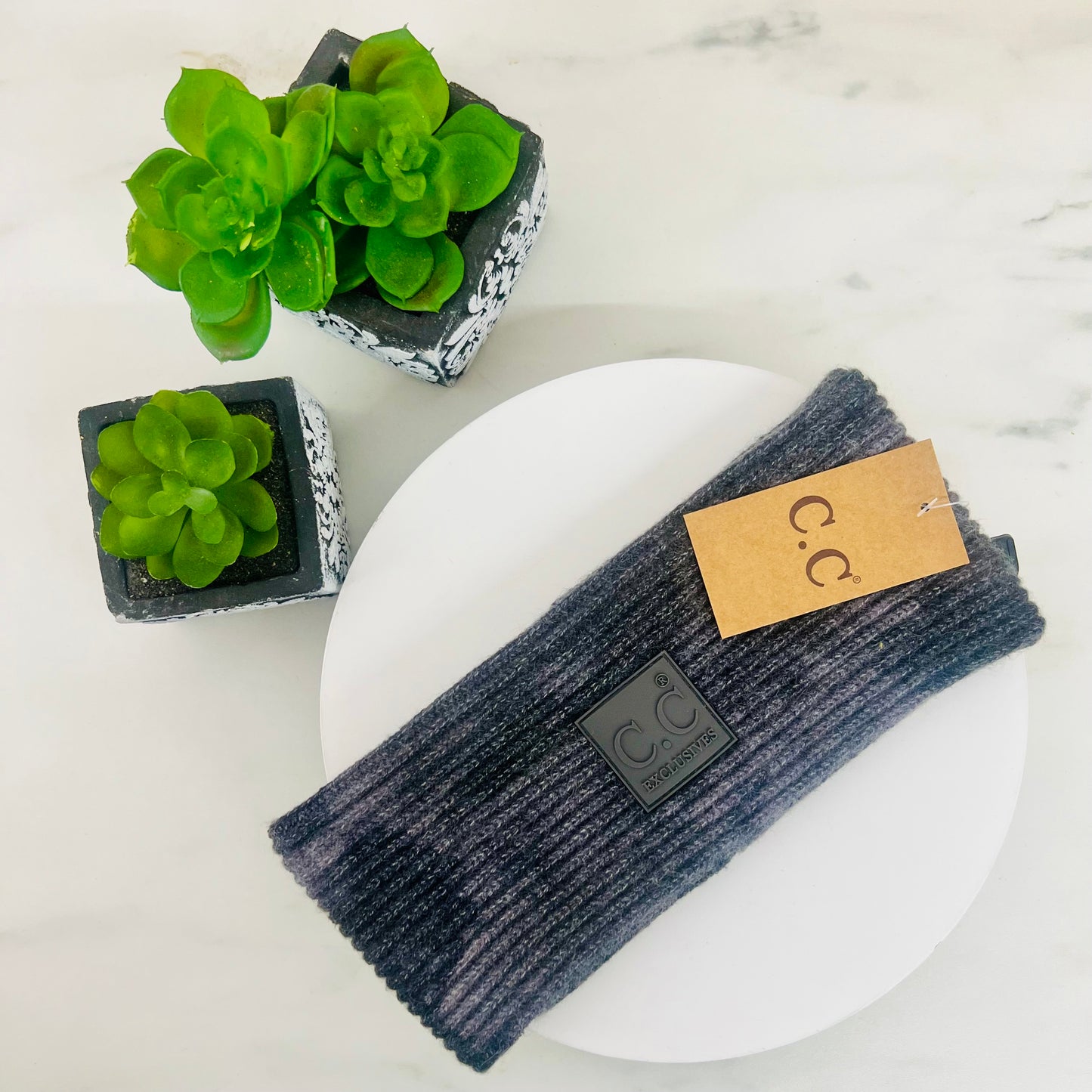 Tie Dye Fashion Headband with Rubber Patch - Women's