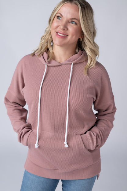 IN STOCK Kacey Ribbed Hoodie - Rose FINAL SALE