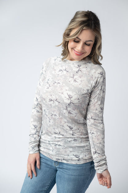 IN STOCK Blair Long Sleeve Top - Vintage Grey Floral FINAL SALE
