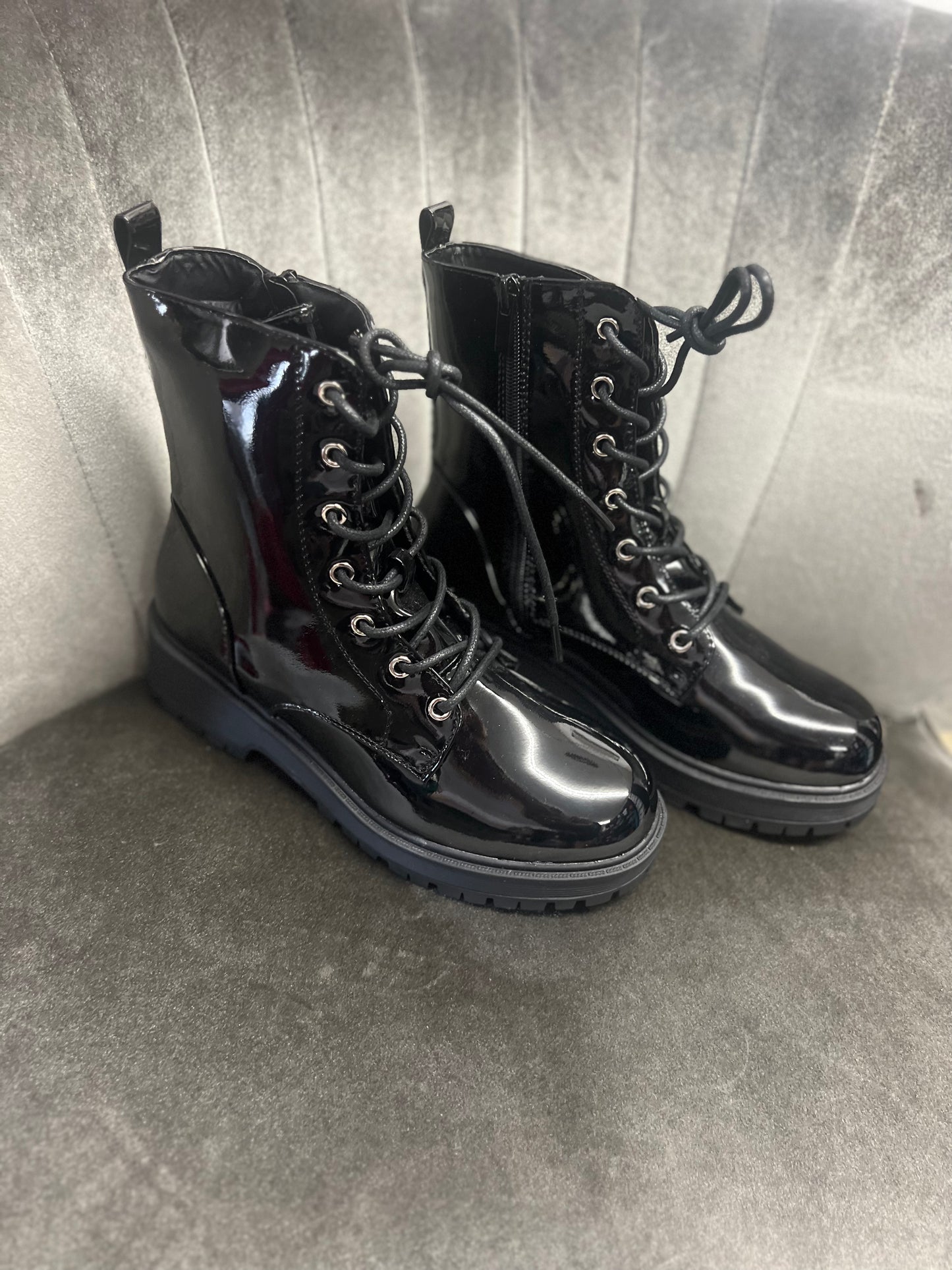 Black Combat Boots - Holden Hearts