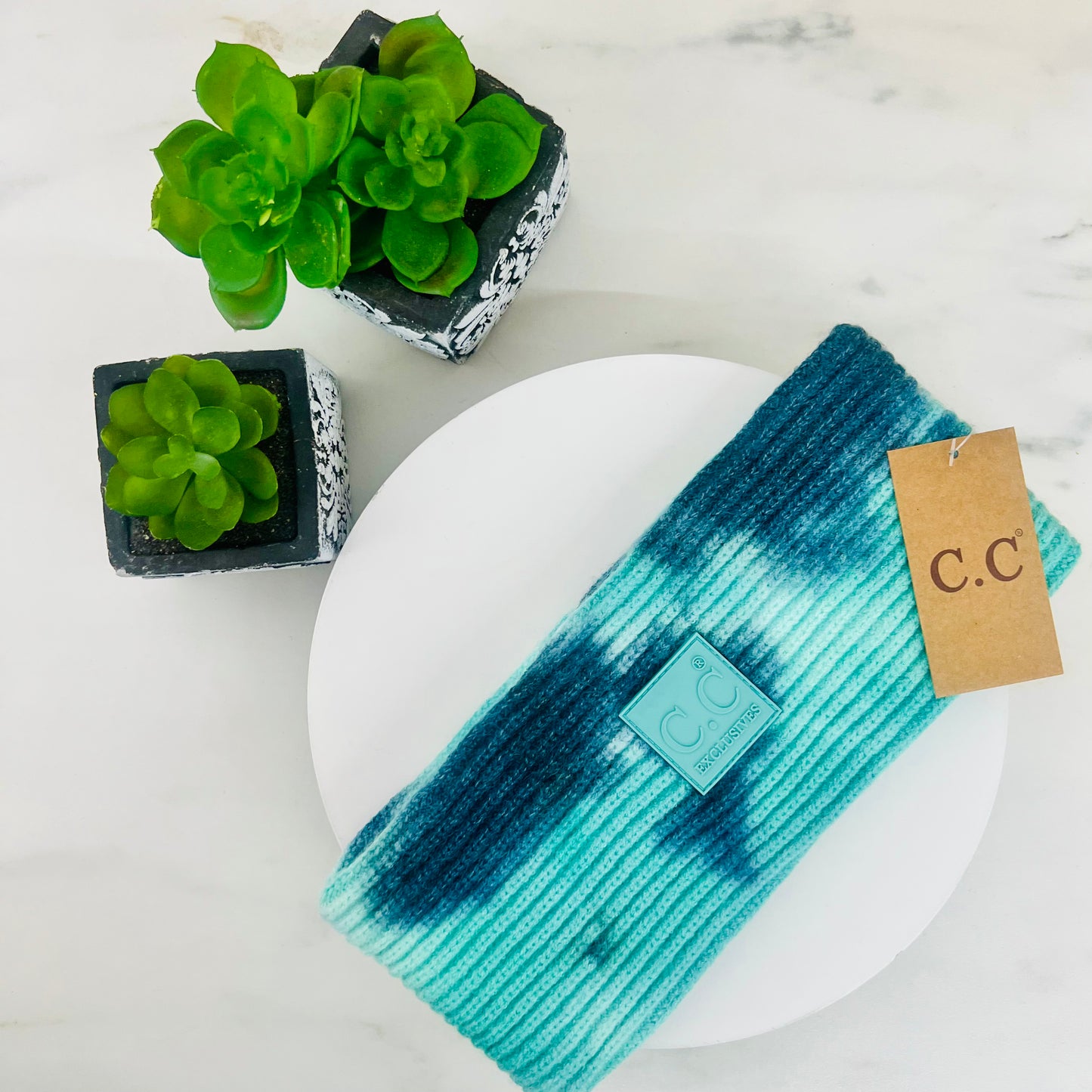 Tie Dye Fashion Headband with Rubber Patch - Women's