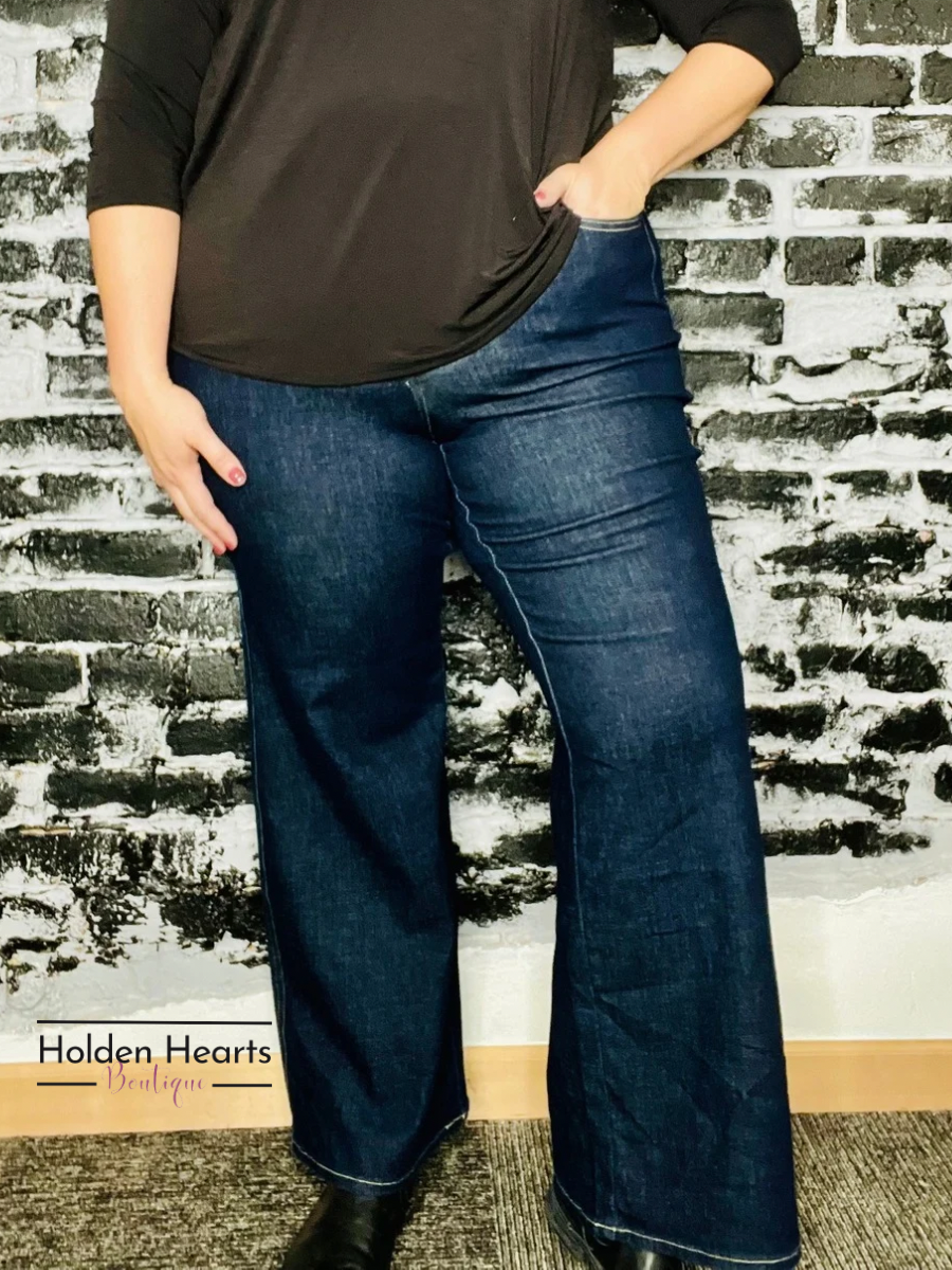 Return to Fun Tummy Control Wide Leg Denim - Holden Hearts