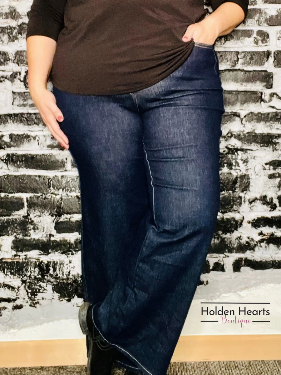 Return to Fun Tummy Control Wide Leg Denim - Holden Hearts
