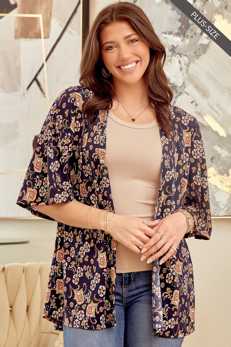 Navy Paisley Design Multi Kimono - Holden Hearts