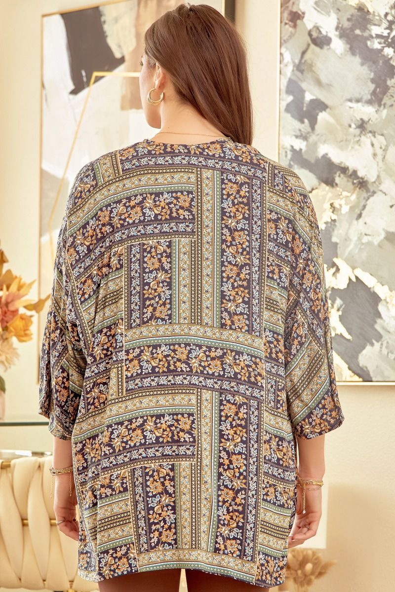 Navy Olive Multi Kimono - Holden Hearts