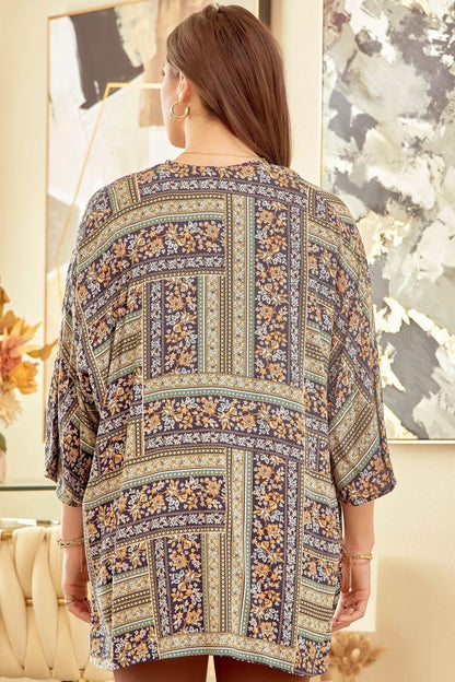 Navy Olive Multi Kimono - Holden Hearts