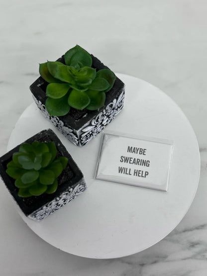 "Maybe Swearing Will Help" White Magnet - Holden Hearts