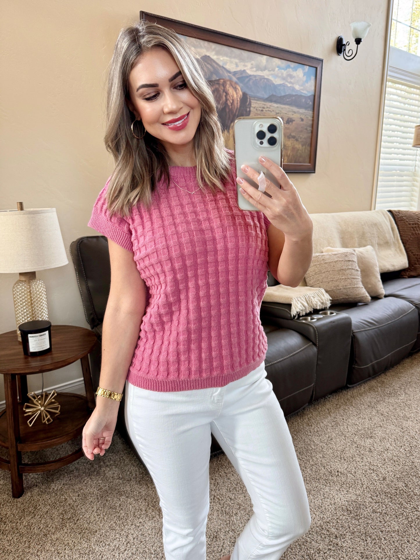 IN STOCK Kelly Knitted Top - Rose FINAL SALE