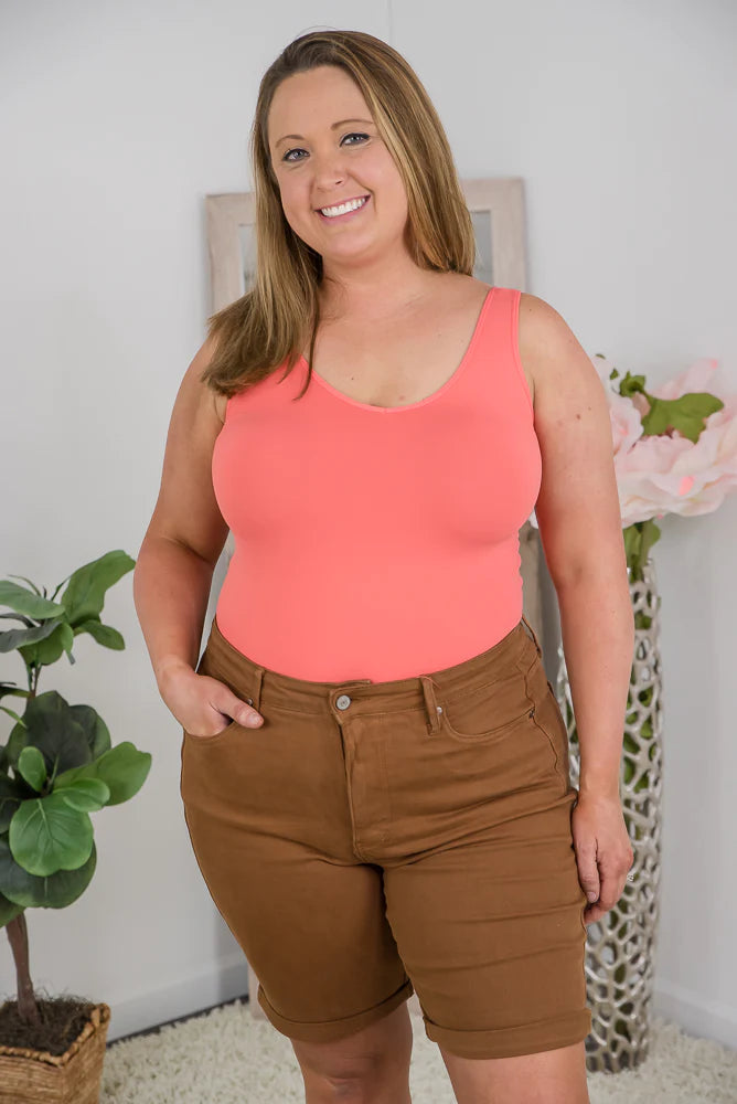 Down to Earth Tummy Control Judy Blue Bermuda Shorts - Holden Hearts