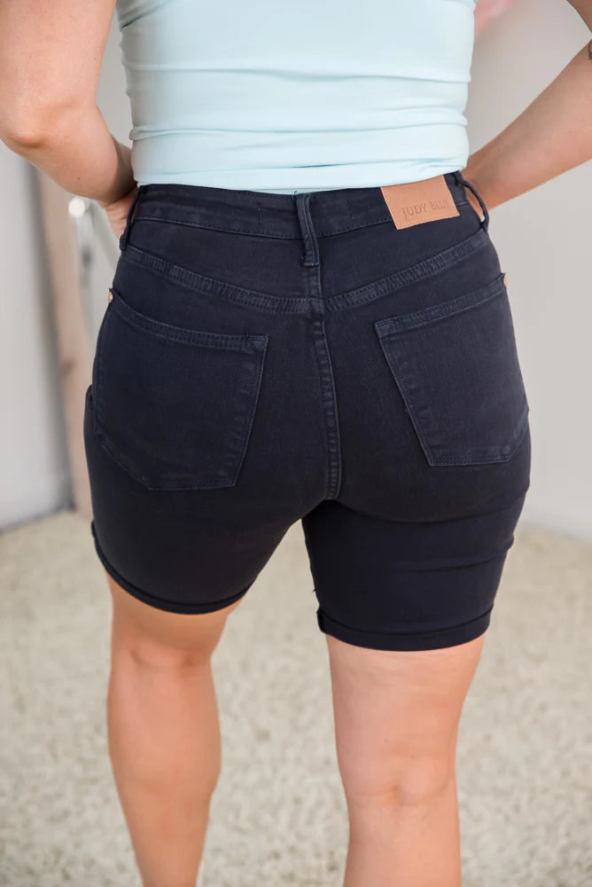Fun in Navy Tummy Control Judy Blue Bermuda Shorts - Holden Hearts