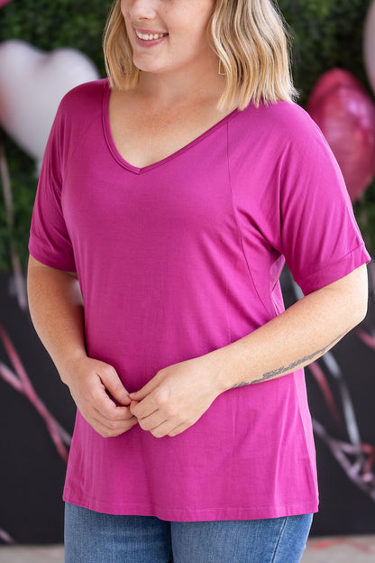 IN STOCK Bamboo V Neck Tee - Magenta FINAL SALE