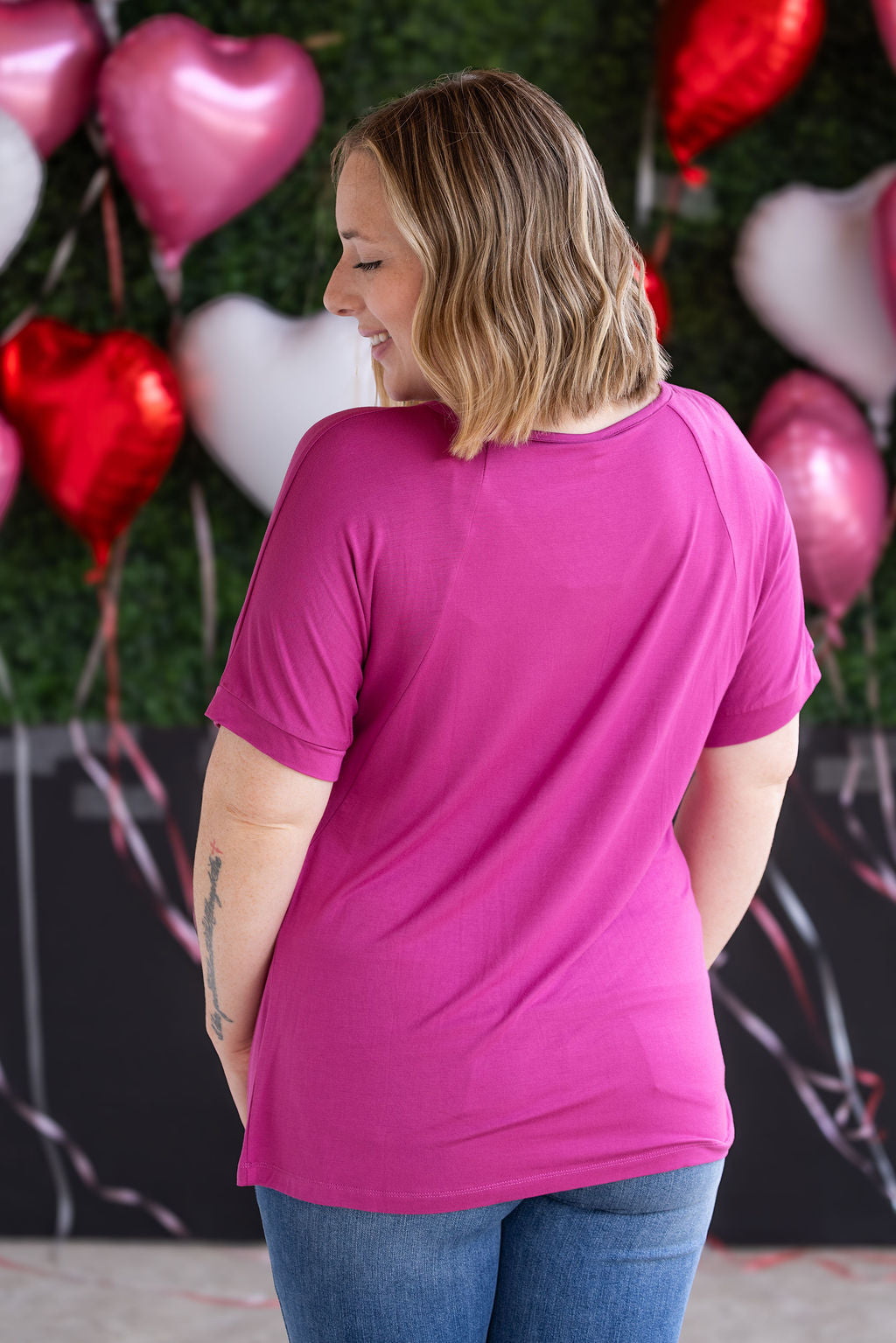 IN STOCK Bamboo V Neck Tee - Magenta FINAL SALE