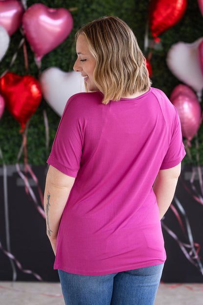 IN STOCK Bamboo V Neck Tee - Magenta FINAL SALE