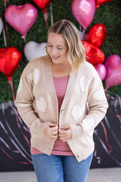 IN STOCK Sweetheart Cardigan - Tan FINAL SALE