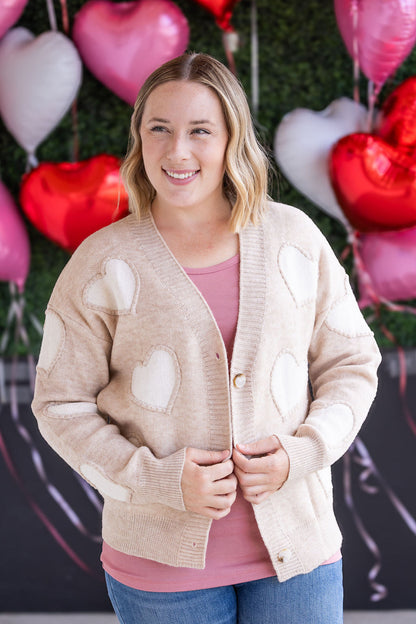 IN STOCK Sweetheart Cardigan - Tan FINAL SALE