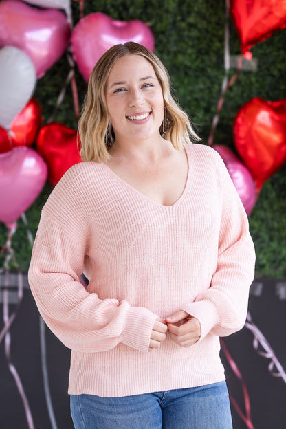IN STOCK Bethany Bow Knit Sweater - Light Pink