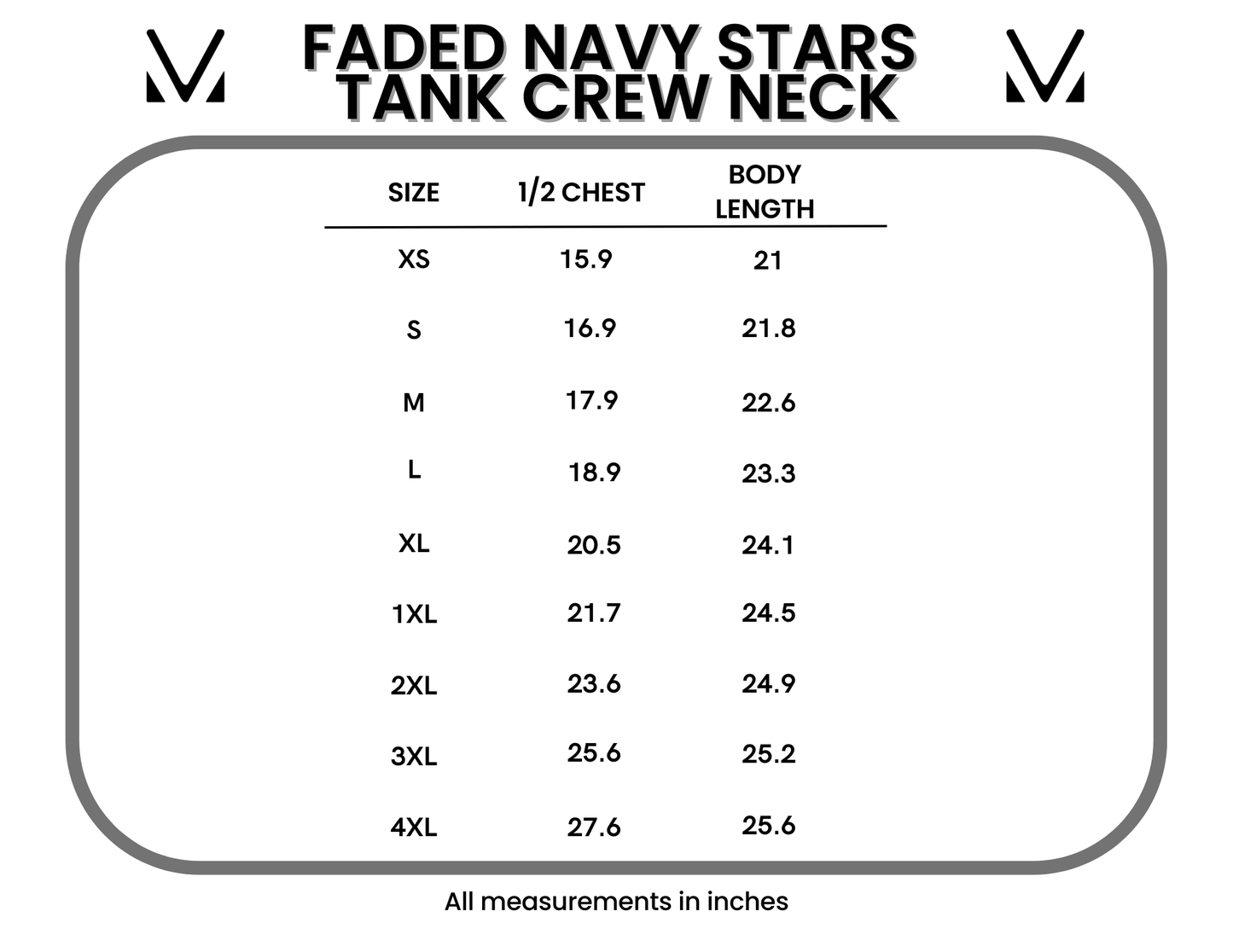 IN STOCK Faded Navy Stars Tank Crew Neck FINAL SALE